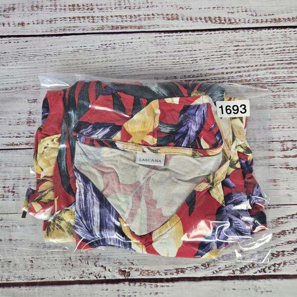 Lascana Dress Womens Medium 40 Floral Tropical Print Short Sleeve Viscose Summer - Picture 13 of 13